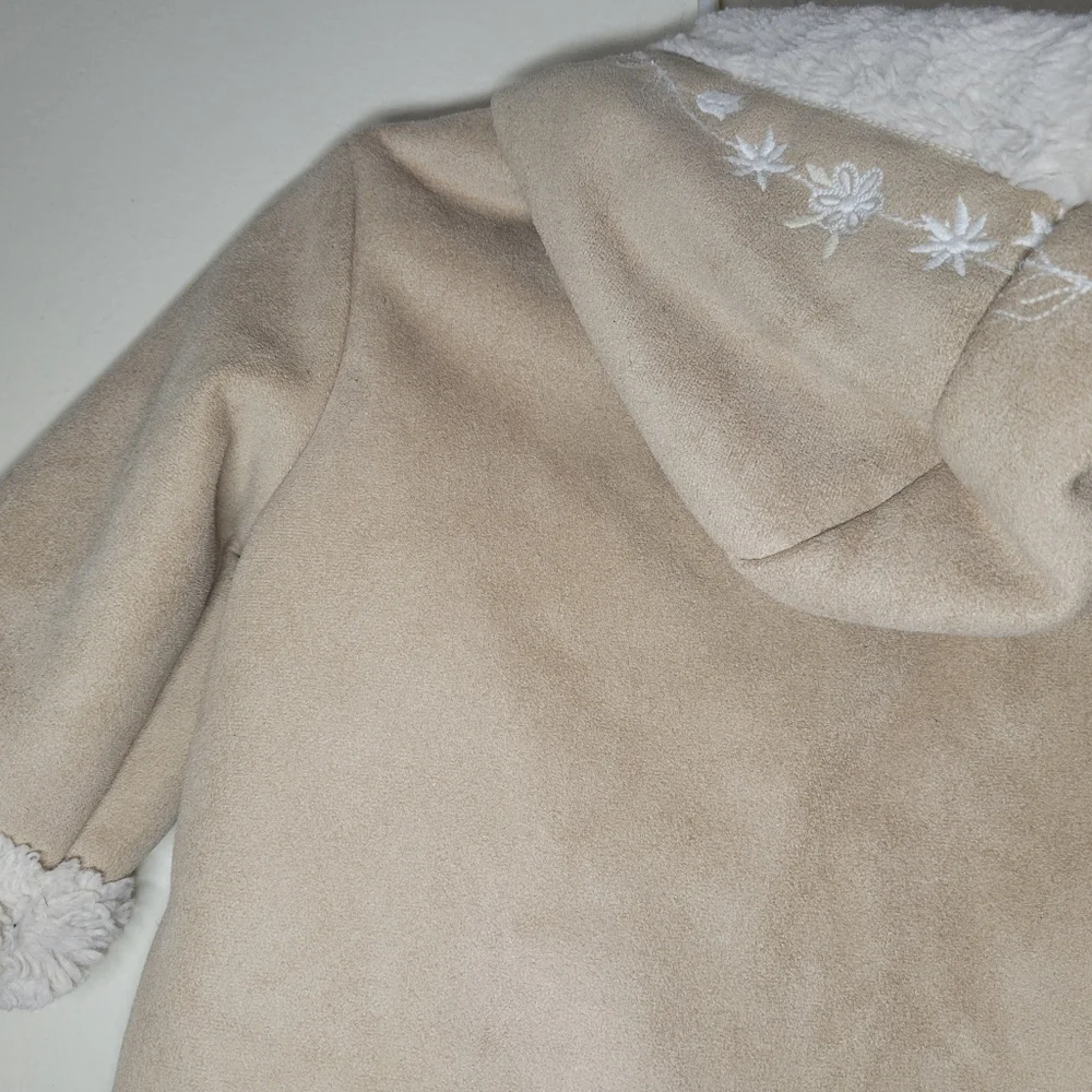 babygap suede embroidered hooded coat, 6-12m